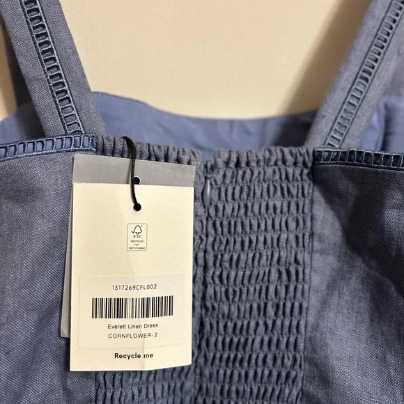 NWT Reformation Everett Linen Dress in Cornflower - Picture 7 of 8